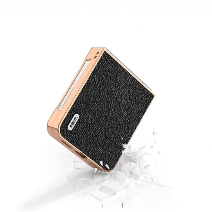 ABEEL - ABEEL Z Flip7 FE 5G Skal i Äkta Läder och TPU - Svart