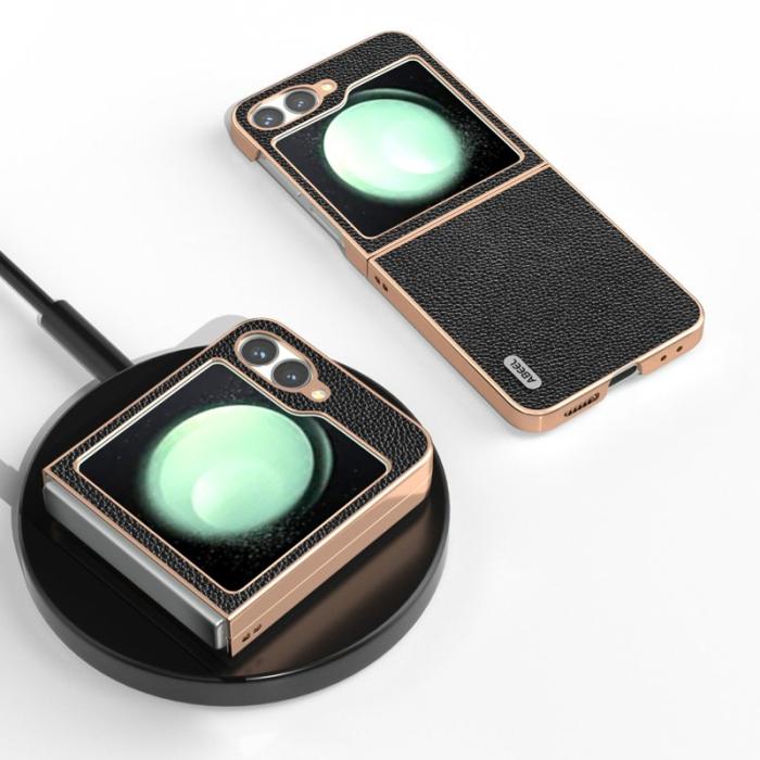 ABEEL - ABEEL Z Flip7 FE 5G Skal i Äkta Läder och TPU - Svart