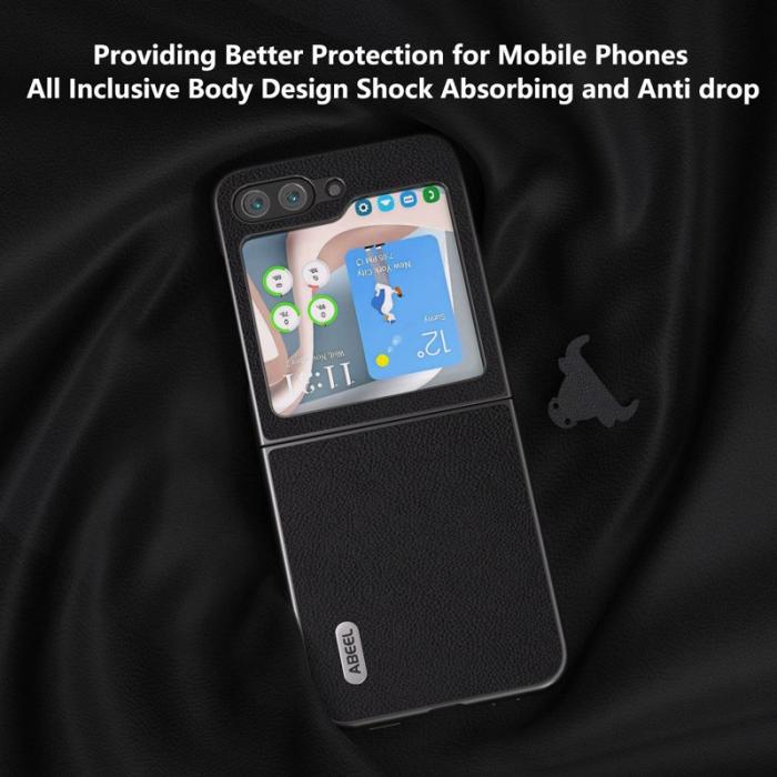 ABEEL - ABEEL Z Flip7 FE 5G Skal i Läder - Svart