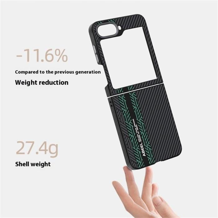 ABEEL - ABEEL Z Flip7 FE 5G Skal PC + Aluminium + PU Läder - Textur 2