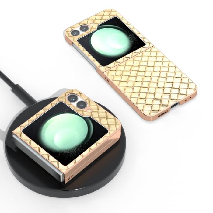 ABEEL - ABEEL Z Flip7 FE 5G Skal Woven Textur Läder Coated Guld
