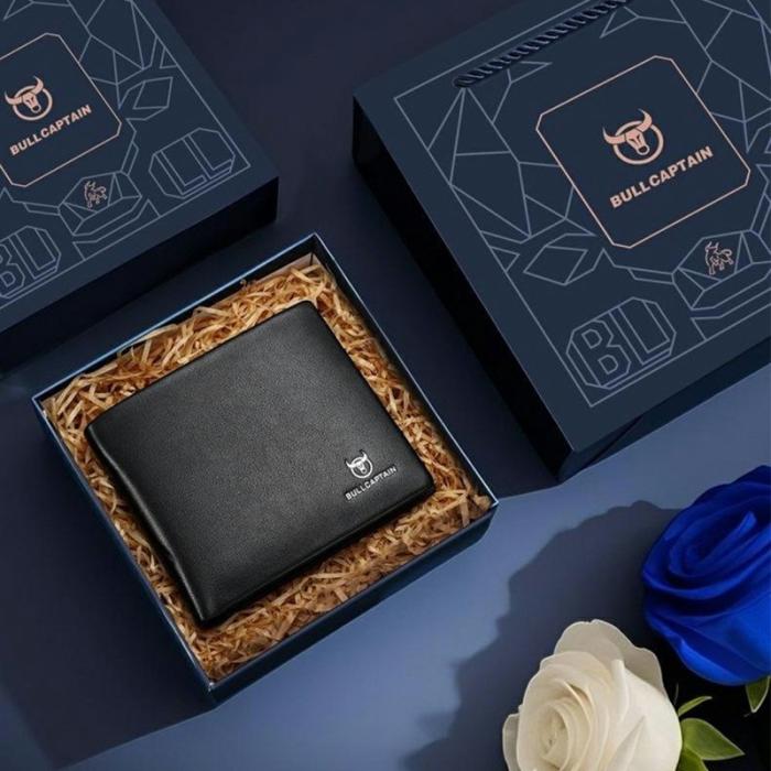 BULLCAPTAIN - BULLCAPTAIN 0002 Bifold Plånbok Läder Slim Men Svart