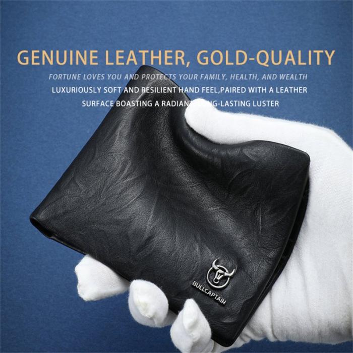 BULLCAPTAIN - BULLCAPTAIN Bifold Plånbok i Läder för Män - Svart