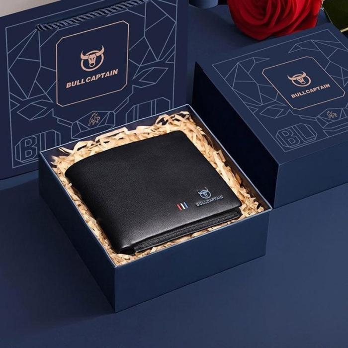 BULLCAPTAIN - BULLCAPTAIN QB0003 Bifold Plånbok Läder Herr Svart