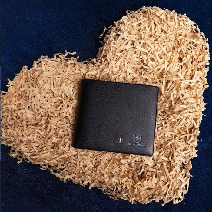 BULLCAPTAIN - BULLCAPTAIN QB0003 Bifold Plånbok Läder Herr Svart