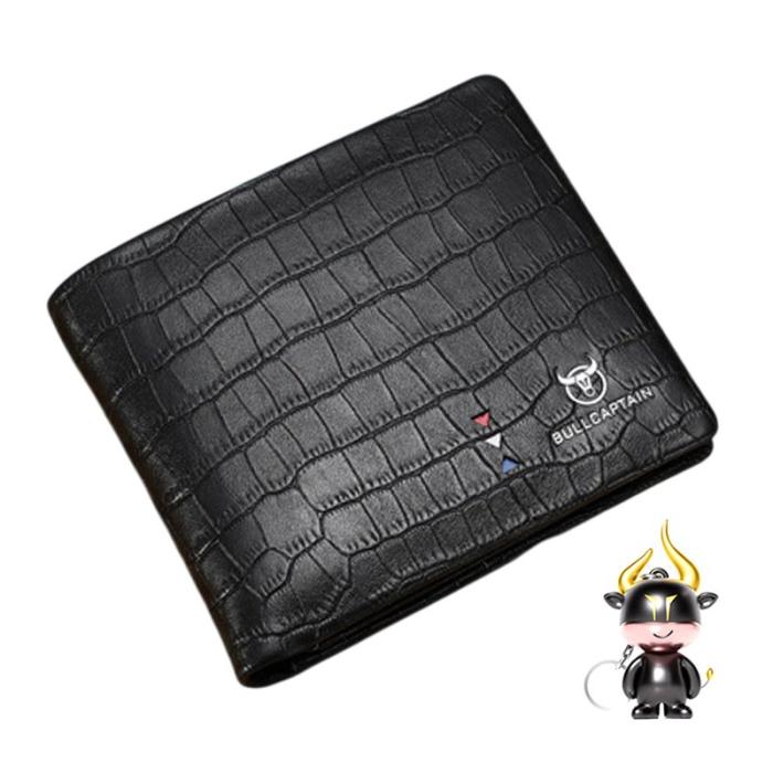 BULLCAPTAIN - BULLCAPTAIN QB0006 Läderplånbok Fällbar Herr Svart