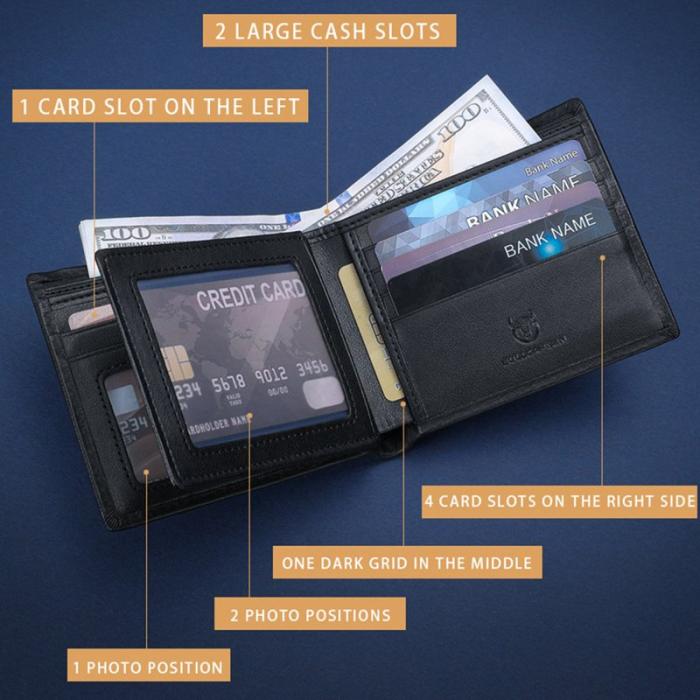 BULLCAPTAIN - BULLCAPTAIN QB0006 Läderplånbok Fällbar Herr Svart