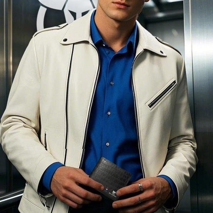 BULLCAPTAIN - BULLCAPTAIN QB0006 Läderplånbok Fällbar Herr Svart