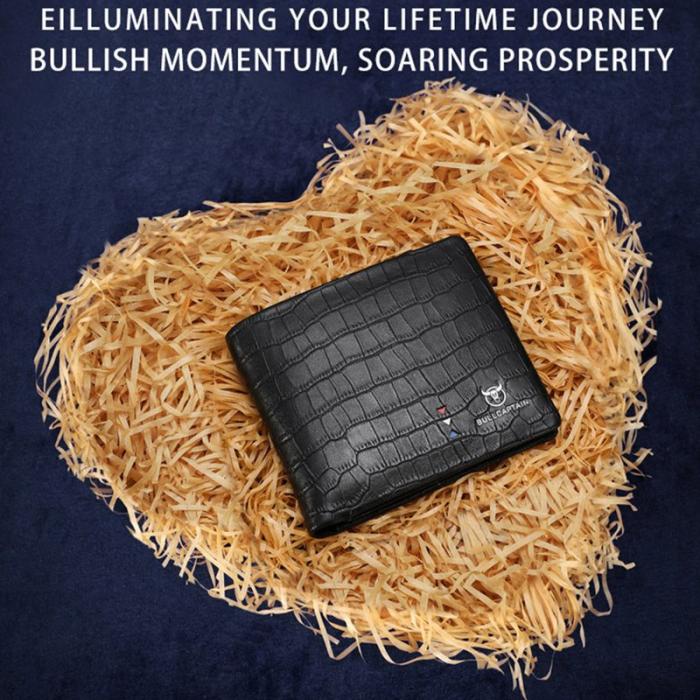 BULLCAPTAIN - BULLCAPTAIN QB0006 Läderplånbok Fällbar Herr Svart