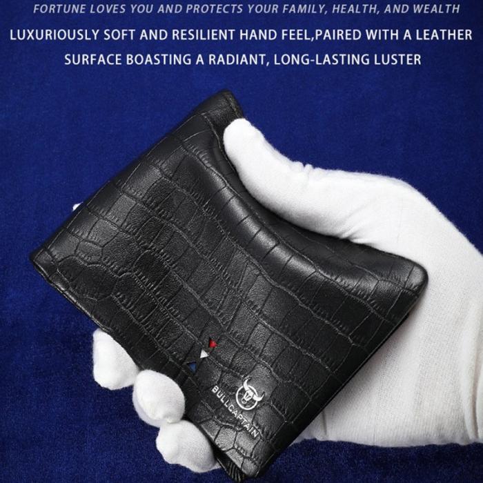 BULLCAPTAIN - BULLCAPTAIN QB0006 Läderplånbok Fällbar Herr Svart