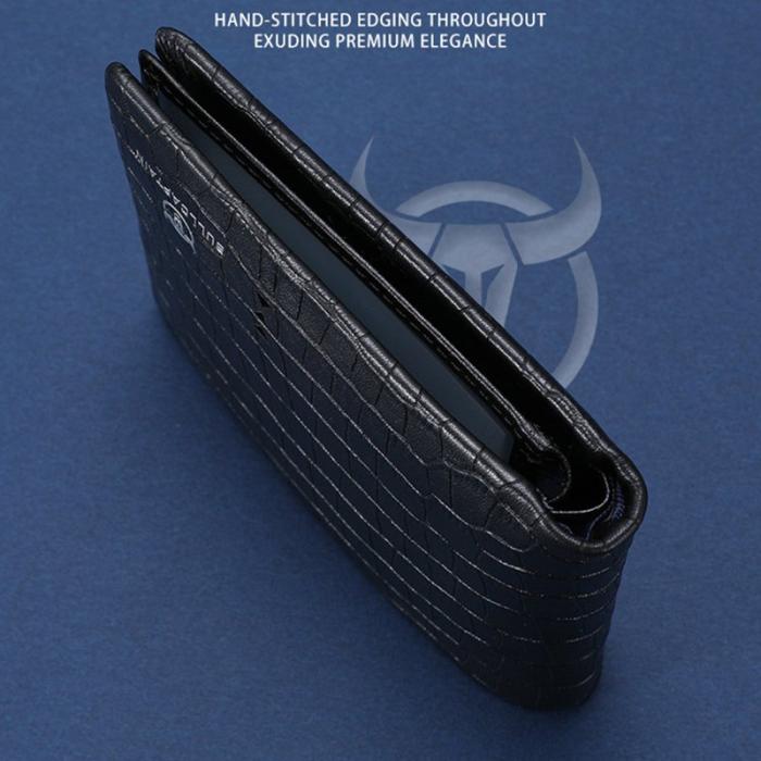 BULLCAPTAIN - BULLCAPTAIN QB0006 Läderplånbok Fällbar Herr Svart