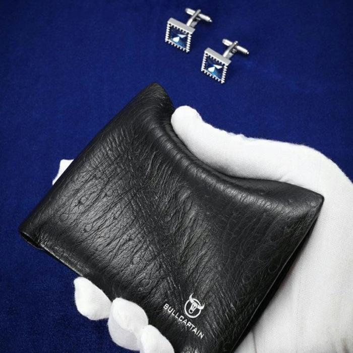 BULLCAPTAIN - BULLCAPTAIN QB0009 Läderplånbok Herr Bifold Svart