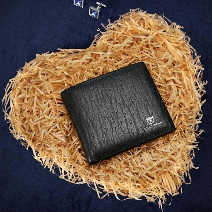 BULLCAPTAIN - BULLCAPTAIN QB0009 Läderplånbok Herr Bifold Svart
