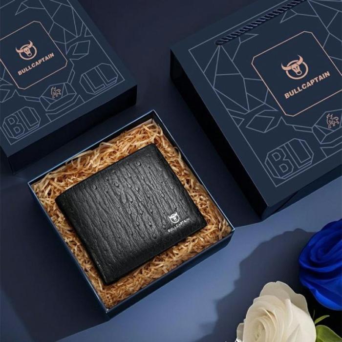 BULLCAPTAIN - BULLCAPTAIN QB0009 Läderplånbok Herr Bifold Svart