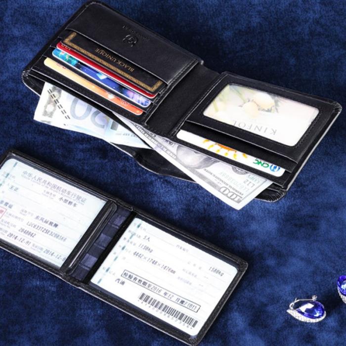 BULLCAPTAIN - BULLCAPTAIN Top Layer Cowhide Plånbok för Män Svart