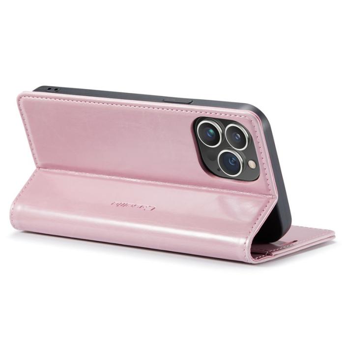 Caseme - CASEME 003 PU Läder Fodral iPhone 14 Pro Max Stöd Pink