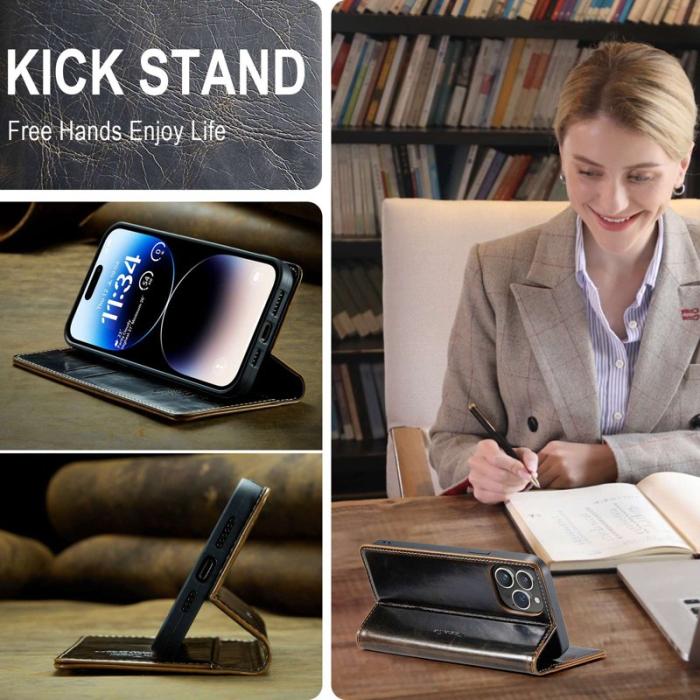 Caseme - CASEME 003 PU Läder Fodral till iPhone 14 Pro Max - Brun