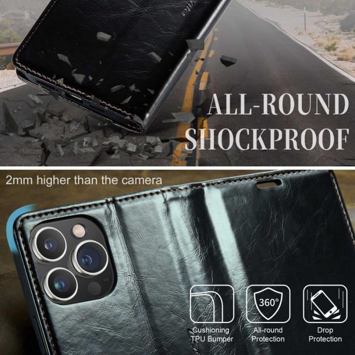 Caseme - CASEME 003 PU Läderfodral till iPhone 14 Pro Max - Svart