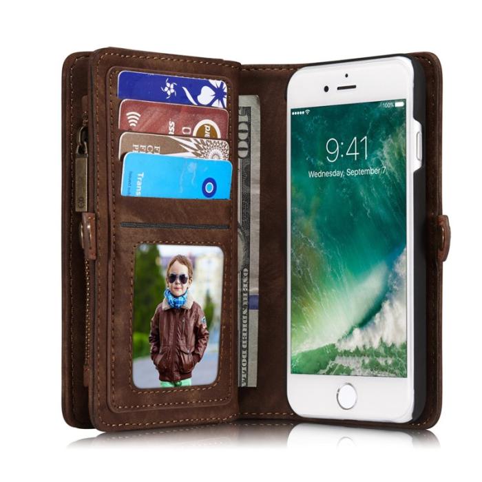 Caseme - CASEME 008 2-i-1 Plånboksfodral i Vintage PU Läder - Brun