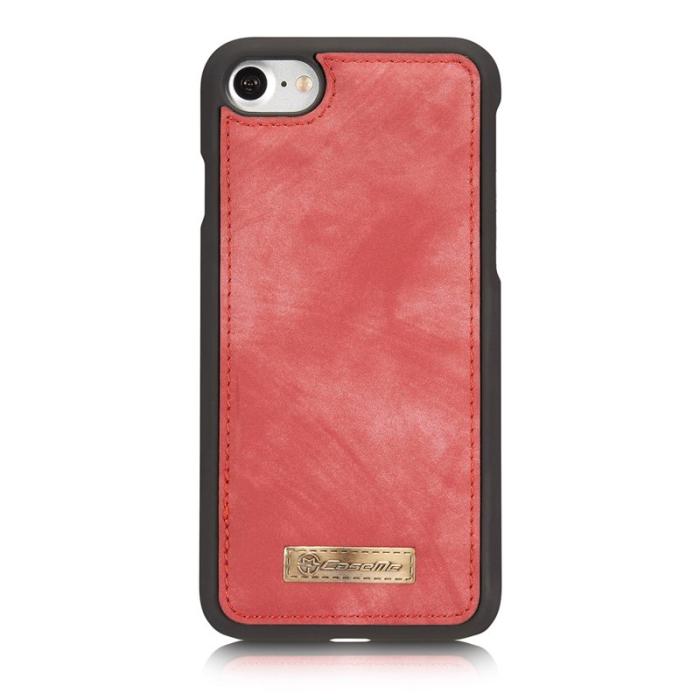 Caseme - CASEME 008 2-i-1 Plånboksfodral i Vintage PU Läder Röd