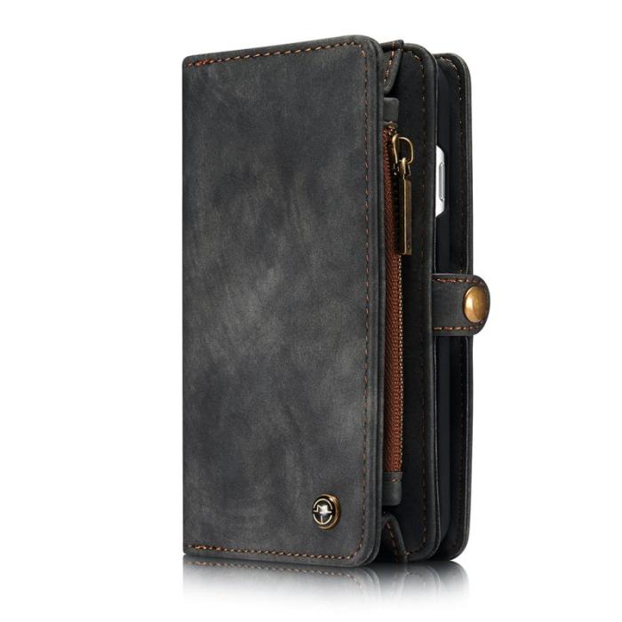 Caseme - CASEME 008 2-i-1 Plånboksfodral Vintage PU Läder iPhone 7/8/SE Grå