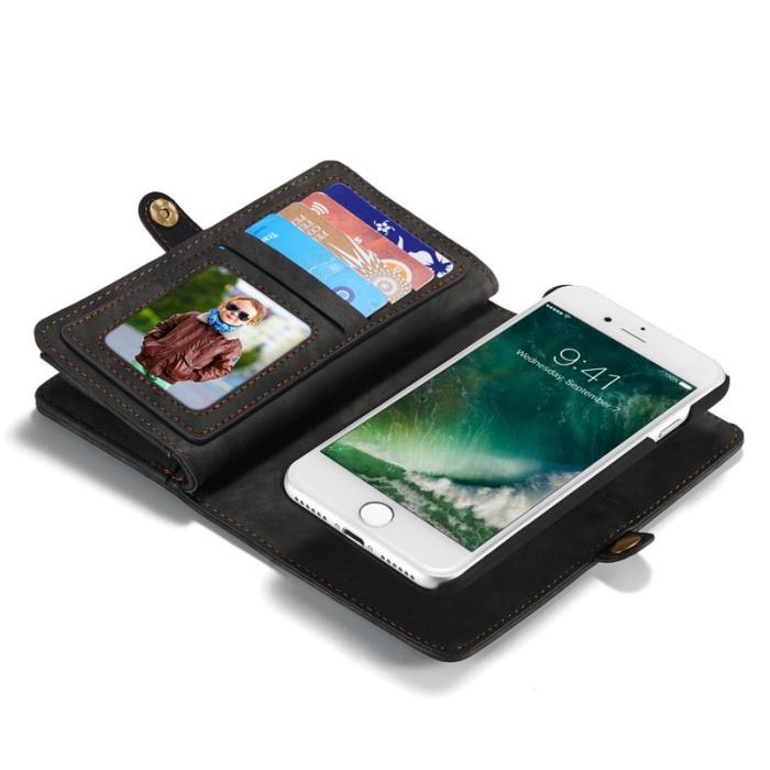 Caseme - CASEME 008 2-i-1 Plånboksfodral Vintage PU Läder iPhone 7/8/SE Grå