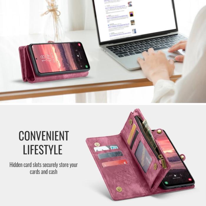 Caseme - CASEME 008 Konstläder Plånboksfodral för Samsung Galaxy A17 5G/4G - Röd