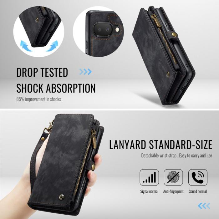Caseme - CASEME 008 Fodral till Google Pixel 9a i läder med rem - Svart