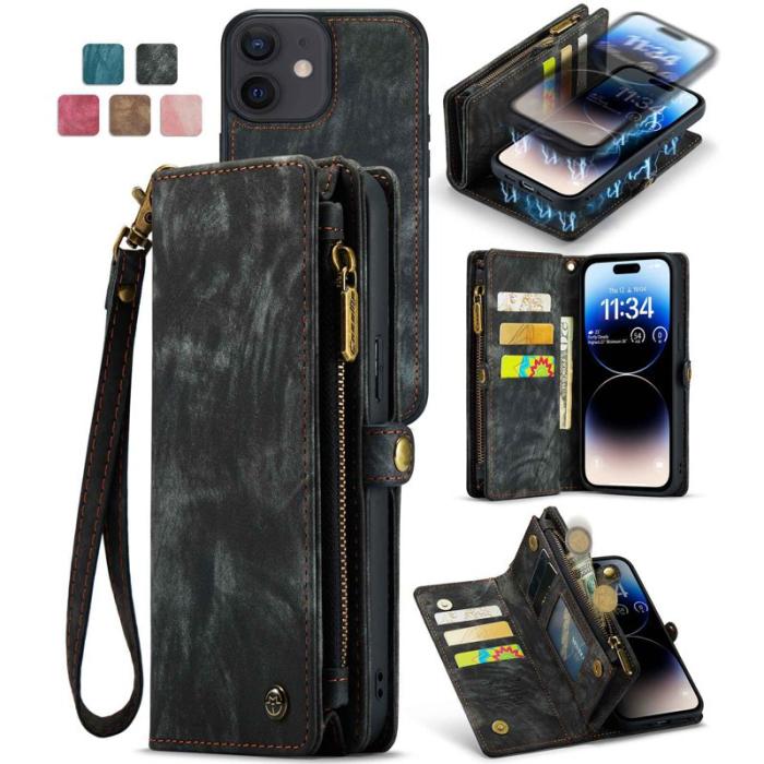 Caseme - CASEME 008 iPhone 12 Fodral med dragkedja och ställ - Svart