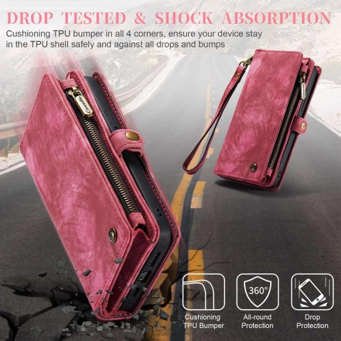 Caseme - CASEME 008 iPhone 12 Skal med Fickor och Ställ - Röd