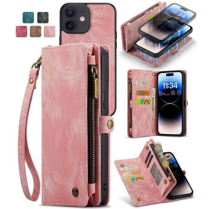 Caseme - CASEME 008 iPhone 12 Skal med Fickor och Ställ - Rosa