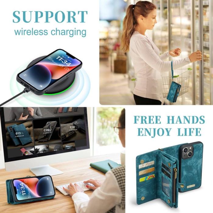 Caseme - CASEME 008 iPhone 14 Plus skal PU läder blå med ficka