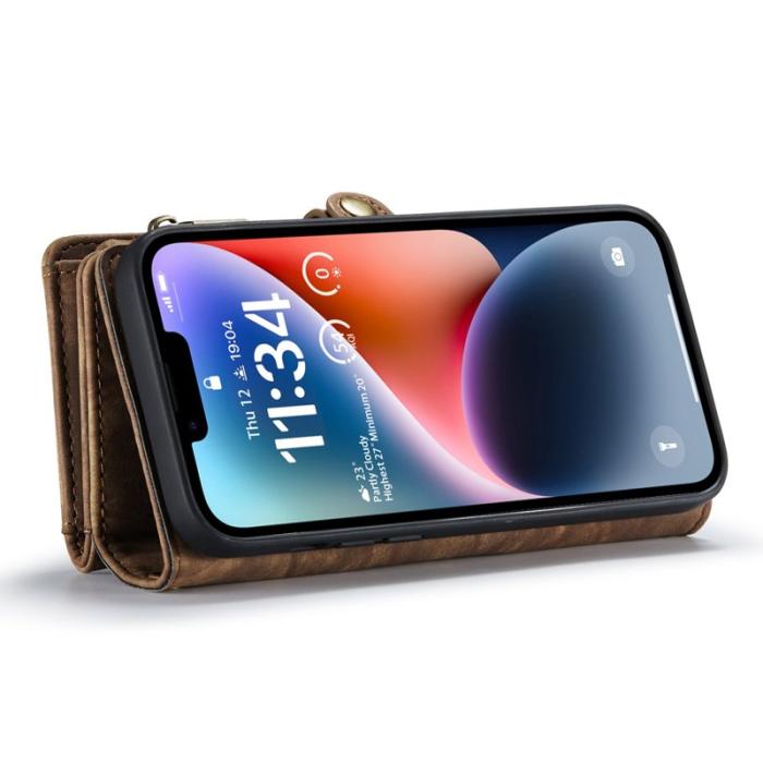 Caseme - CASEME 008 iPhone 14 Plus skal PU läder brun med ficka