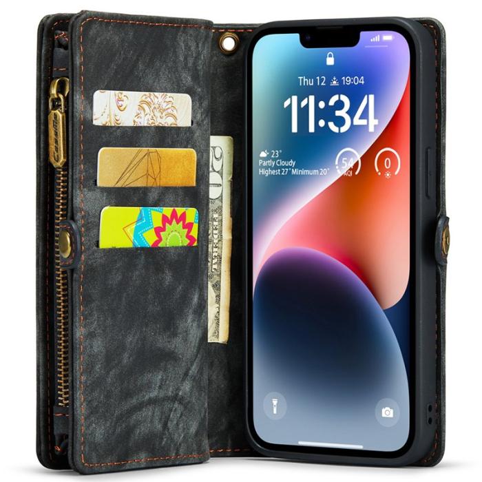 Caseme - CASEME 008 iPhone 15 Plus Fodral Läder med Plånbok - Svart