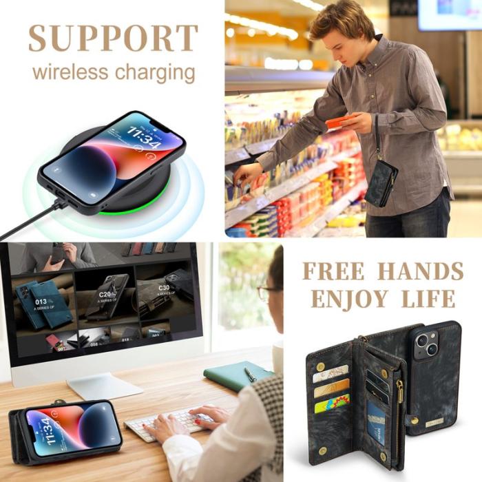 Caseme - CASEME 008 iPhone 15 Plus Fodral Läder med Plånbok - Svart