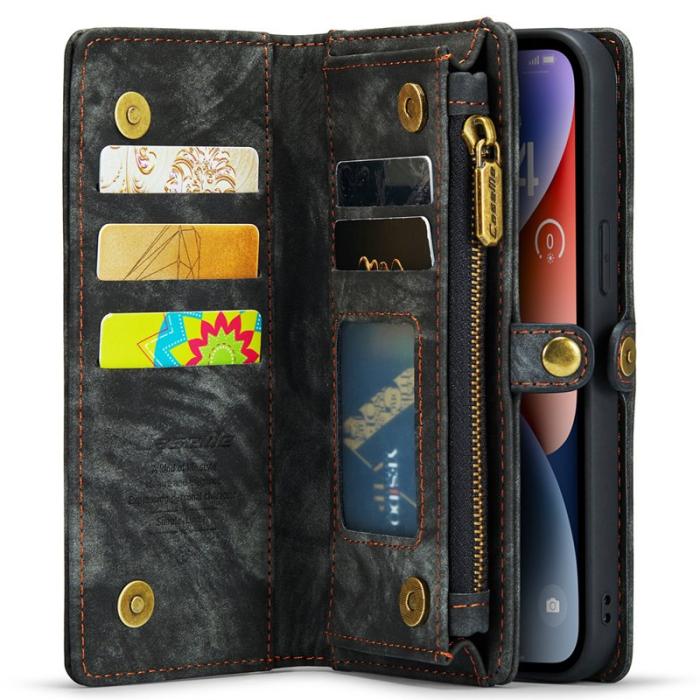 Caseme - CASEME 008 iPhone 15 Pro Fodral Läder med Avtagbar Plånbok Svart