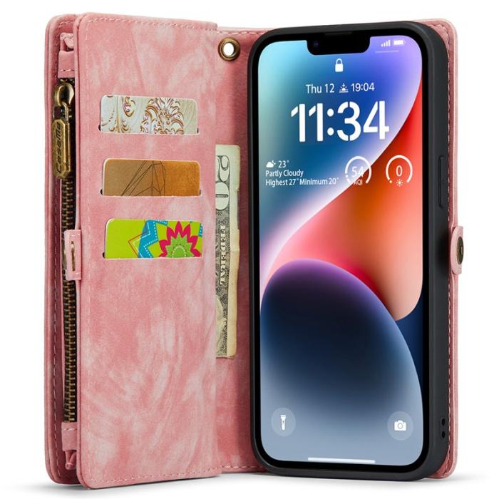 Caseme - CASEME 008 iPhone 15 Pro Max Skal Läder Fodral med Rem - Rosa