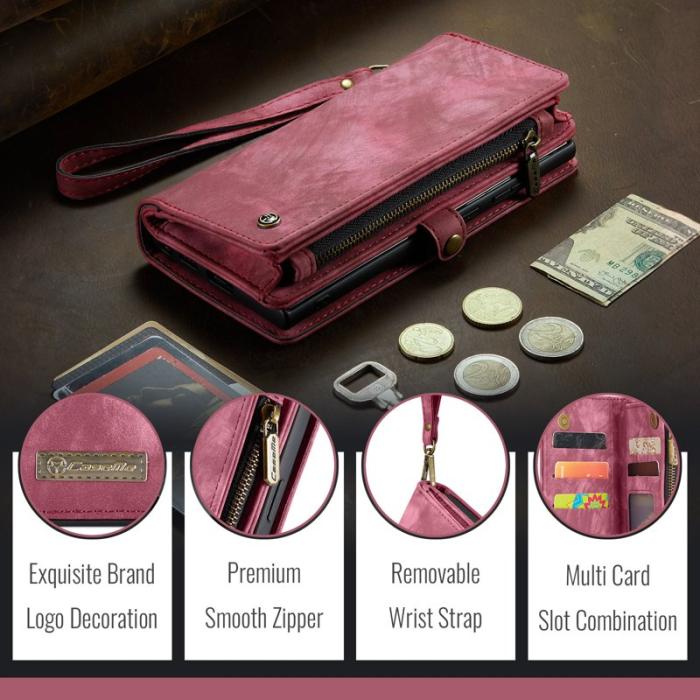 Caseme - CASEME 008 iPhone 16 Fodral i Läder med Avtagbar Plånbok Röd