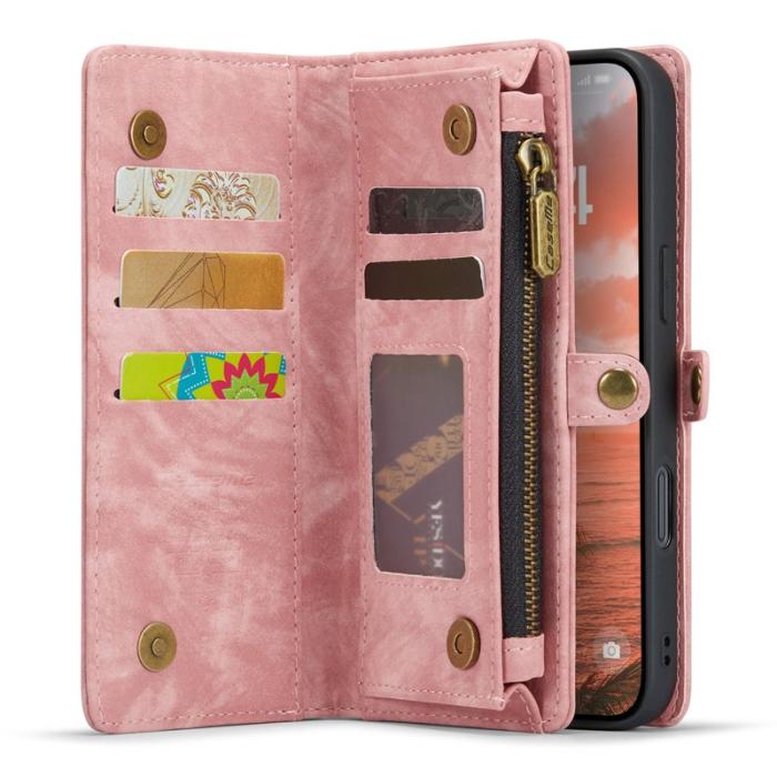 Caseme - CASEME 008 iPhone 16 Fodral i Läder med Plånbok - Rosa