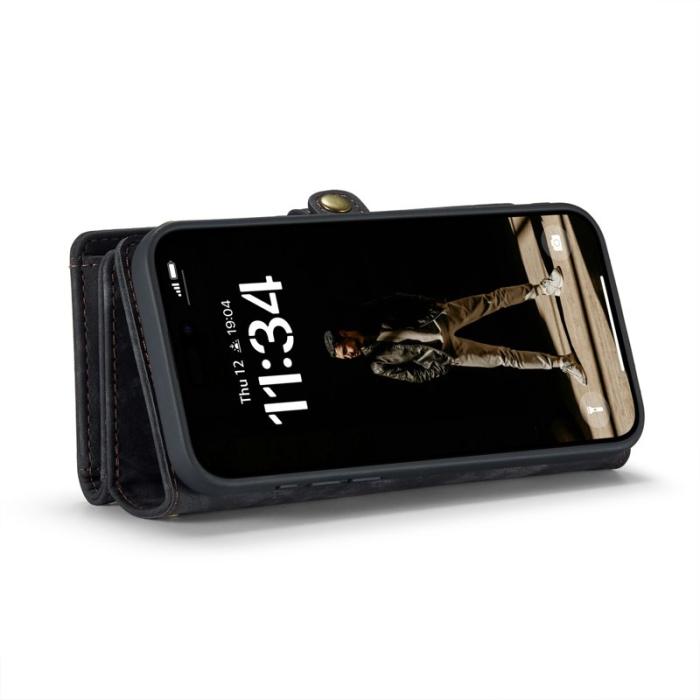 Caseme - CASEME 008 iPhone 16 Fodral i Läder med Plånbok - Svart
