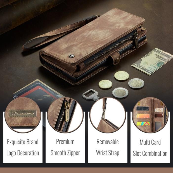 Caseme - CASEME 008 iPhone 16 Plus Fodral Läder med Plånbok - Brun