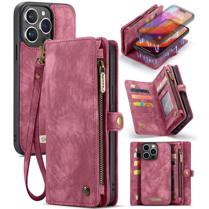 Caseme - CASEME 008 iPhone 16 Pro Fodral i Läder med Plånbok Röd