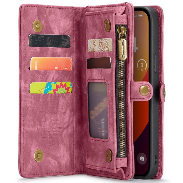 Caseme - CASEME 008 iPhone 16 Pro Fodral i Läder med Plånbok Röd