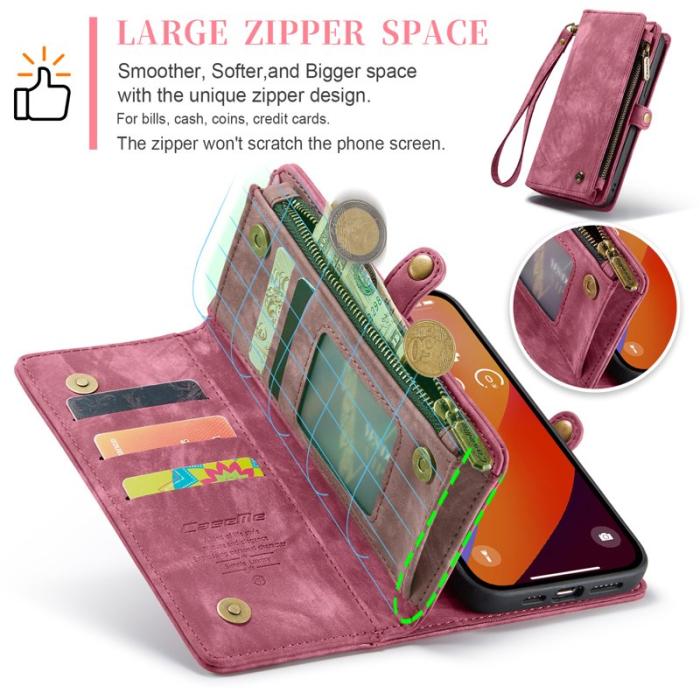 Caseme - CASEME 008 iPhone 16 Pro Fodral i Läder med Plånbok Röd