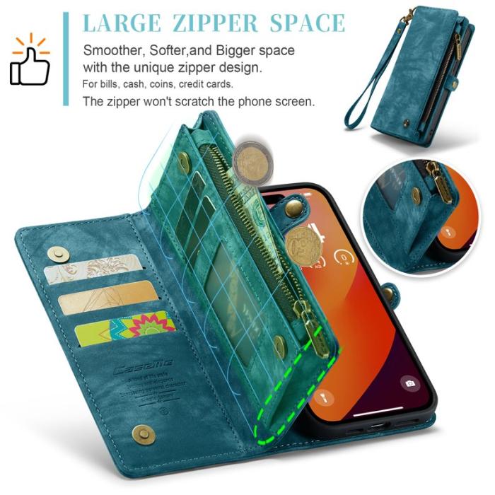 Caseme - CASEME 008 iPhone 16 Pro Fodral Läder med Plånbok Blå