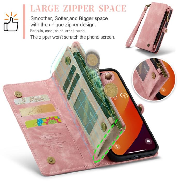 Caseme - CASEME 008 iPhone 16 Pro Fodral Läder med Plånbok - Rosa