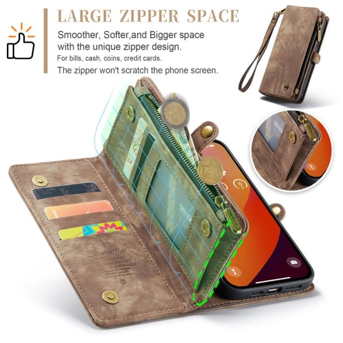 Caseme - CASEME 008 iPhone 16 Pro Max Fodral Läder med Plånbok - Brun