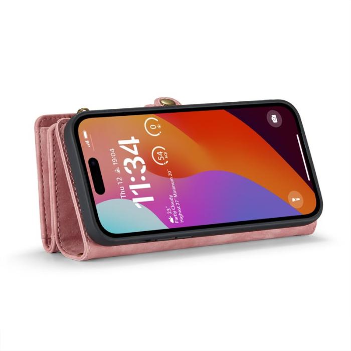 Caseme - CASEME 008 iPhone 16 Pro Max Fodral Läder med Plånbok - Rosa