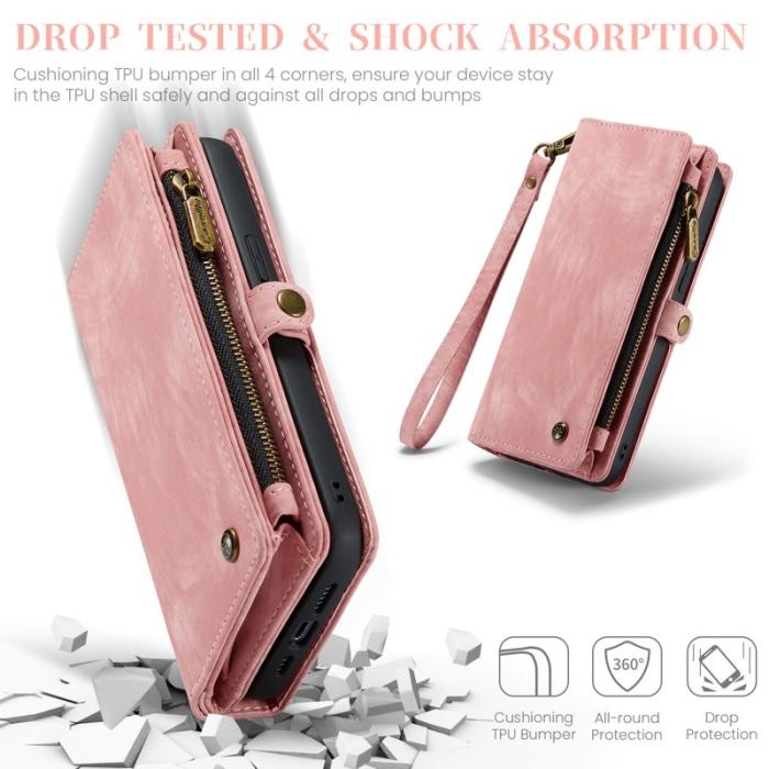 Caseme - CASEME 008 iPhone 16 Pro Max Fodral Läder med Plånbok - Rosa