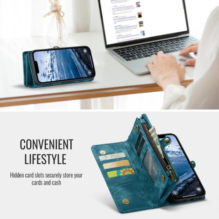 Caseme - CASEME 008 iPhone 16e Fodral i Läder med Plånbok - Blå